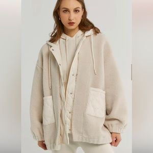 NWT Gentle Herd Hooded Patchwork Jacket in Alabaster, size Medium